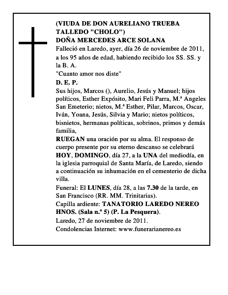 DOÑA MERCEDES ARCE SOLANA
