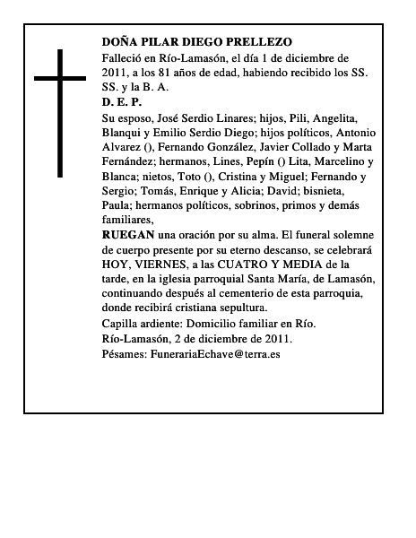DOÑA PILAR DIEGO PRELLEZO
