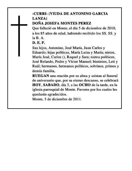 DOÑA JOSEFA MONTES PEREZ