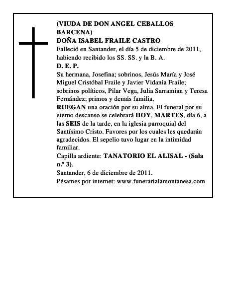DOÑA ISABEL FRAILE CASTRO