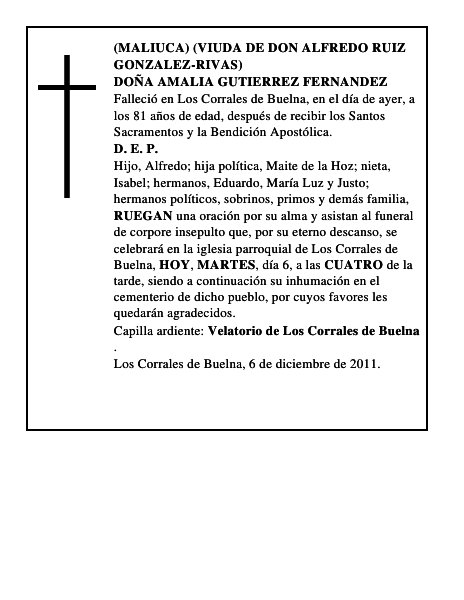 DOÑA AMALIA GUTIERREZ FERNANDEZ