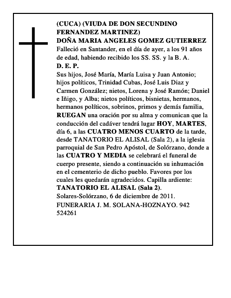 DOÑA MARIA ANGELES GOMEZ GUTIERREZ