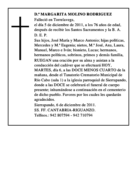 D.ª MARGARITA MOLINO RODRIGUEZ