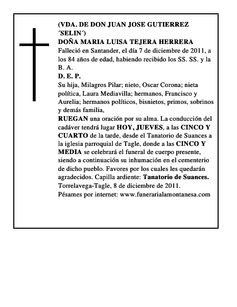 DOÑA MARIA LUISA TEJERA HERRERA