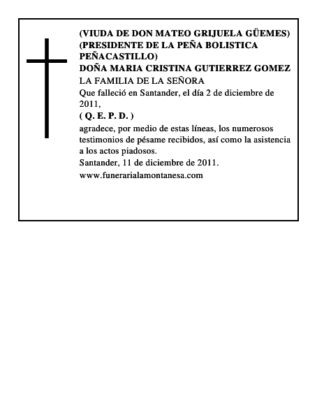 DOÑA MARIA CRISTINA GUTIERREZ GOMEZ