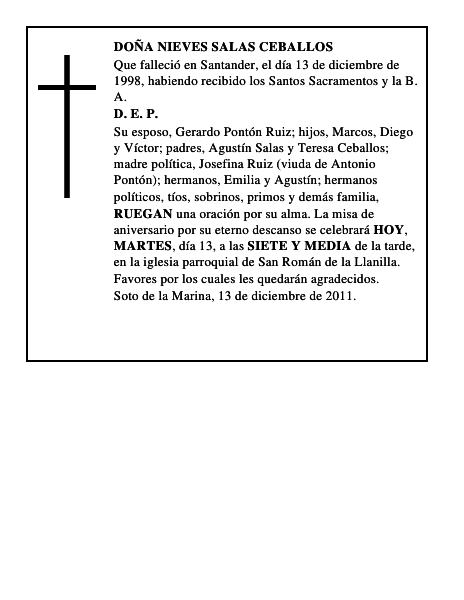 DOÑA NIEVES SALAS CEBALLOS