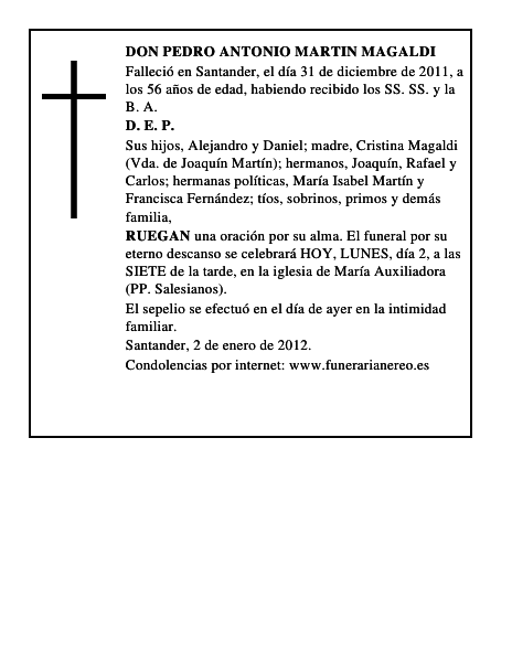 DON PEDRO ANTONIO MARTIN MAGALDI