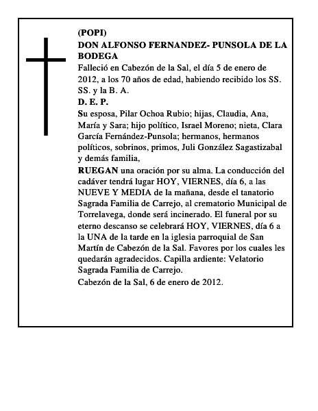 DON ALFONSO FERNANDEZ- PUNSOLA DE LA BODEGA