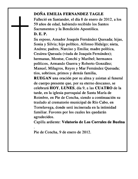 DOÑA EMILIA FERNANDEZ TAGLE