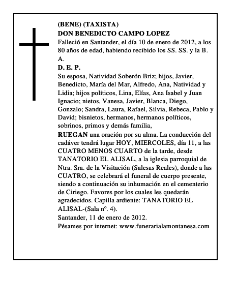DON BENEDICTO CAMPO LOPEZ