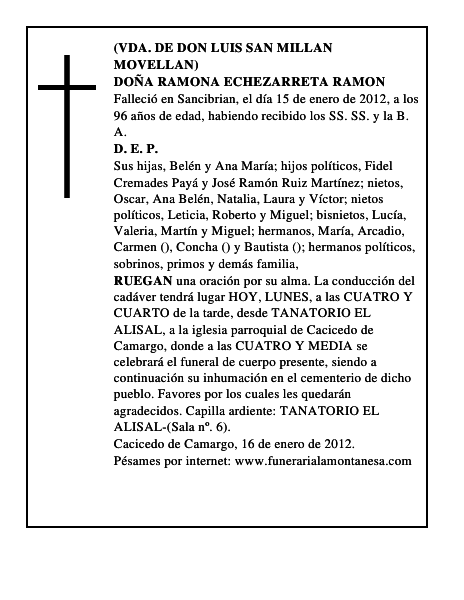 DOÑA RAMONA ECHEZARRETA RAMON