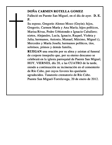 DOÑA CARMEN ROTELLA GOMEZ