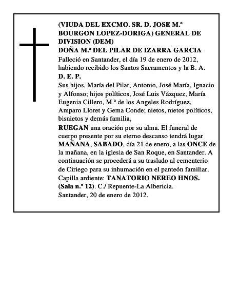 DOÑA M.ª DEL PILAR DE IZARRA GARCIA