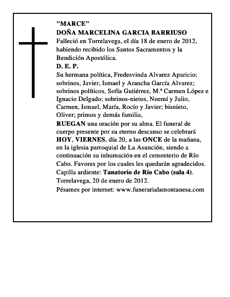 DOÑA MARCELINA GARCIA BARRIUSO