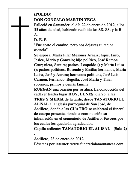DON GONZALO MARTIN VEGA