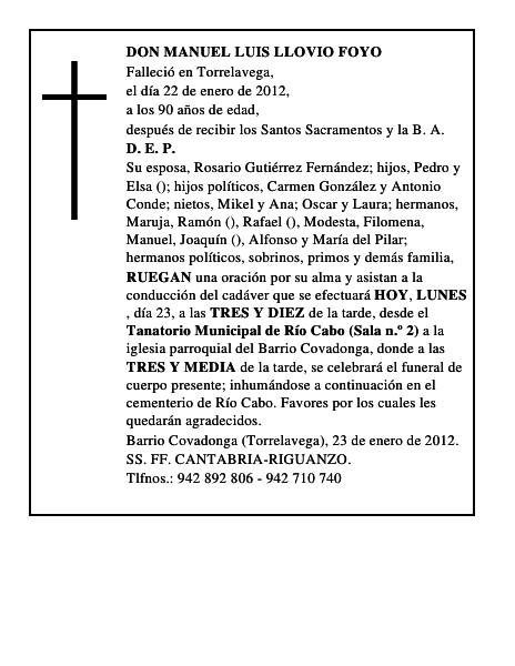 DON MANUEL LUIS LLOVIO FOYO