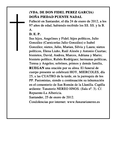 DOÑA PIEDAD PUENTE NADAL