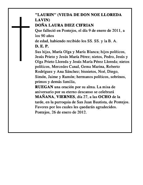 DOÑA LAURA DIEZ CIFRIAN