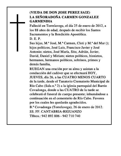 LA SEÑORADOÑA CARMEN GONZALEZ GARMENDIA