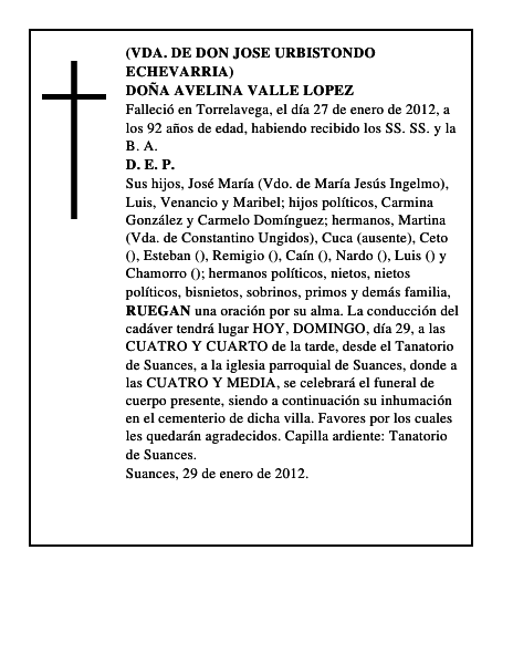 DOÑA AVELINA VALLE LOPEZ