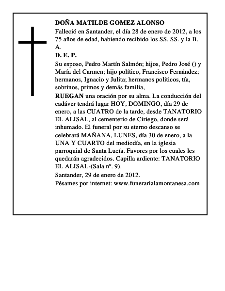 DOÑA MATILDE GOMEZ ALONSO