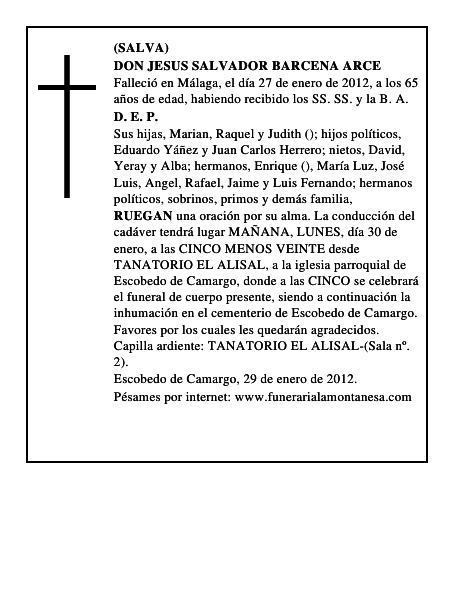 DON JESUS SALVADOR BARCENA ARCE