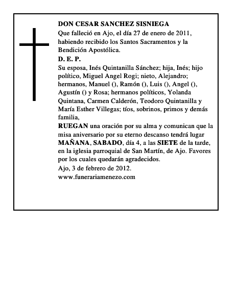 DON CESAR SANCHEZ SISNIEGA