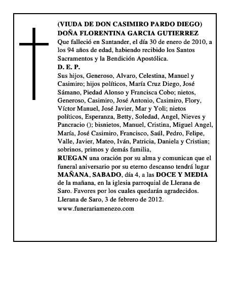 DOÑA FLORENTINA GARCIA GUTIERREZ