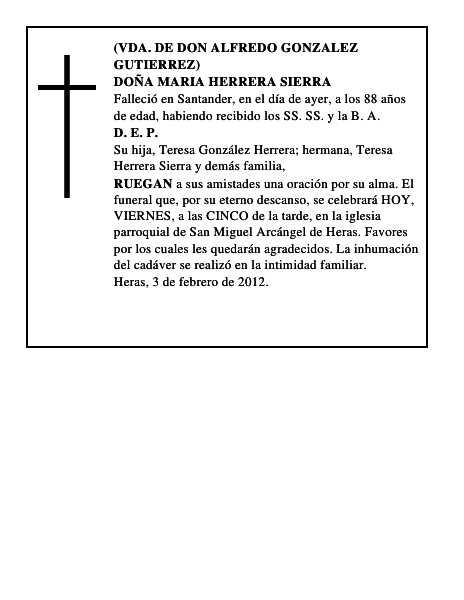 DOÑA MARIA HERRERA SIERRA