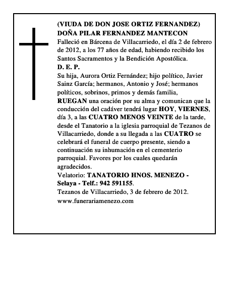 DOÑA PILAR FERNANDEZ MANTECON