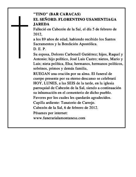 EL SEÑORD. FLORENTINO USAMENTIAGA JAREDA