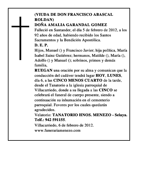 DOÑA AMALIA GARANDAL GOMEZ