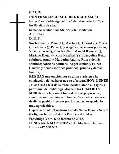 DON FRANCISCO AGUIRRE DEL CAMPO