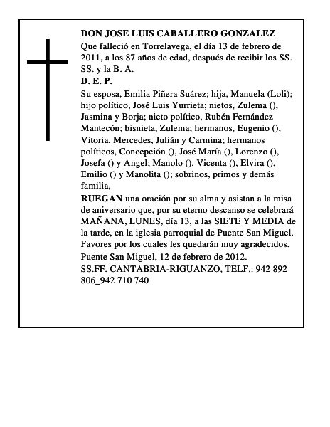 DON JOSE LUIS CABALLERO GONZALEZ