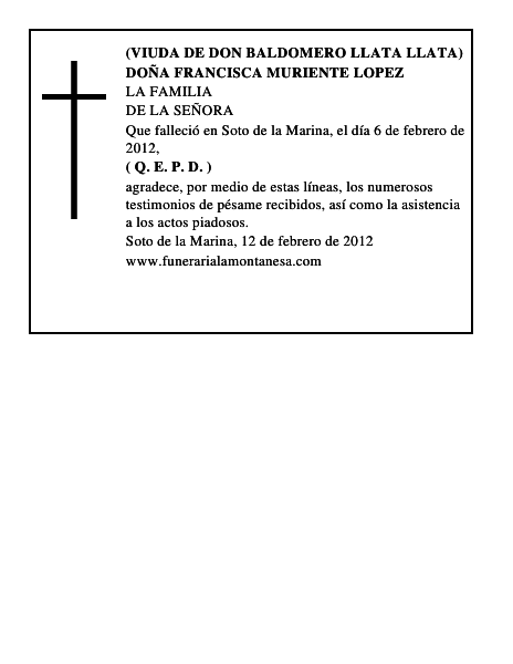 DOÑA FRANCISCA MURIENTE LOPEZ