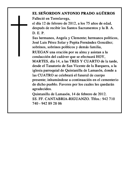 EL SEÑORDON ANTONIO PRADO AGÜEROS