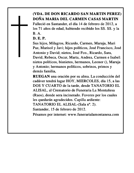 DOÑA MARIA DEL CARMEN CASAS MARTIN