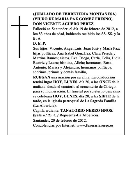 DON VICENTE AGÜERO PEREZ