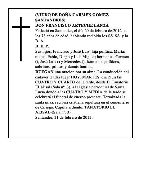 DON FRANCISCO ARTECHE LANZA
