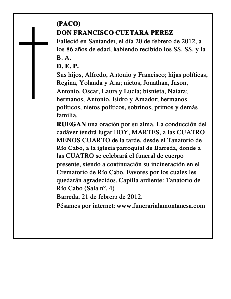 DON FRANCISCO CUETARA PEREZ