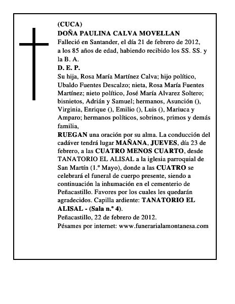 DOÑA PAULINA CALVA MOVELLAN