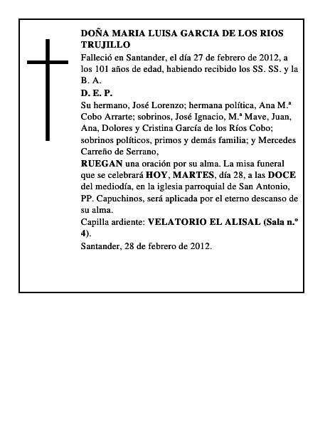 DOÑA MARIA LUISA GARCIA DE LOS RIOS TRUJILLO