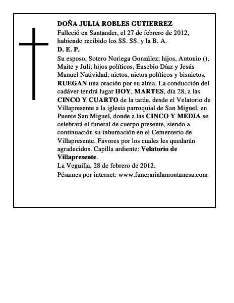 DOÑA JULIA ROBLES GUTIERREZ