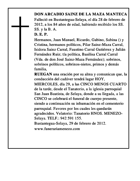 DON ARCADIO SAINZ DE LA MAZA MANTECA