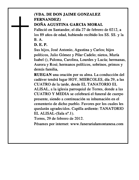 DOÑA AGUSTINA GARCIA MORAL