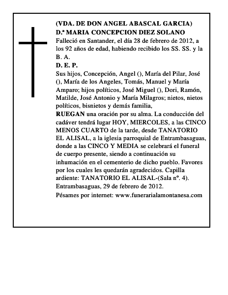 D.ª MARIA CONCEPCION DIEZ SOLANO