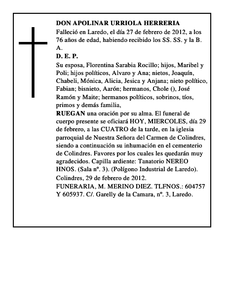 DON APOLINAR URRIOLA HERRERIA