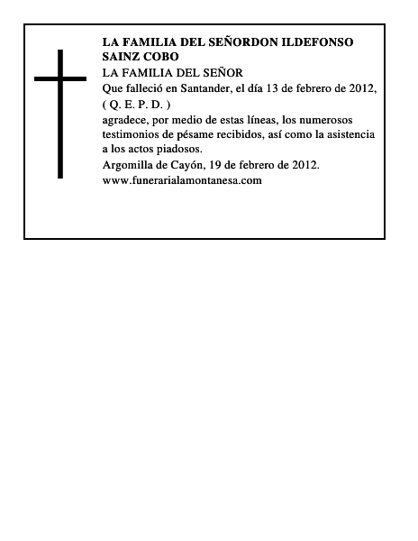 LA FAMILIA DEL SEÑORDON ILDEFONSO SAINZ COBO