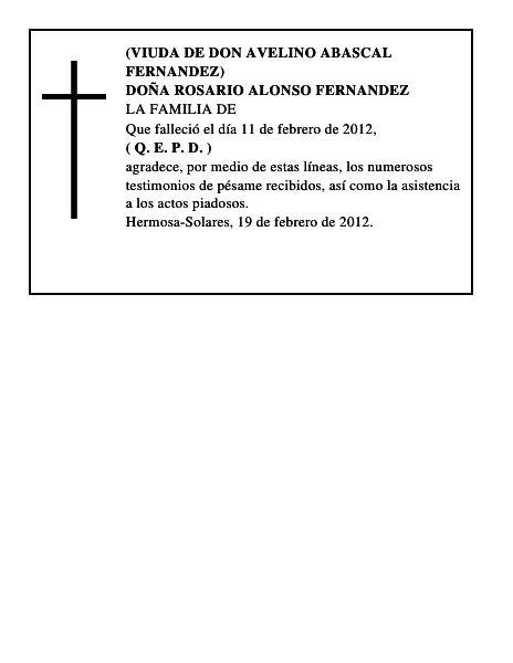 DOÑA ROSARIO ALONSO FERNANDEZ