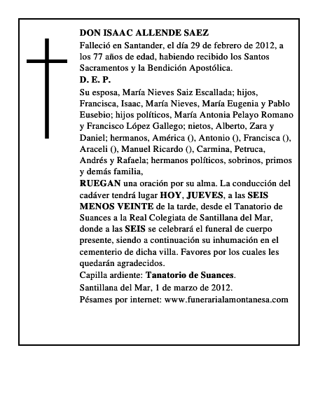 DON ISAAC ALLENDE SAEZ